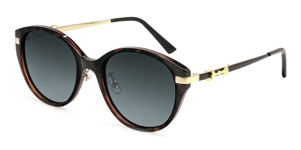 Schildpatt Grau Orianna Brille - Oval Sunglasses