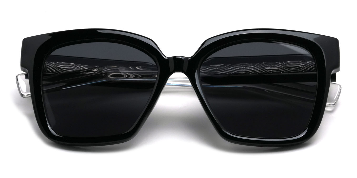 Schwarz Grau Nazik Brille - Square Sunglasses