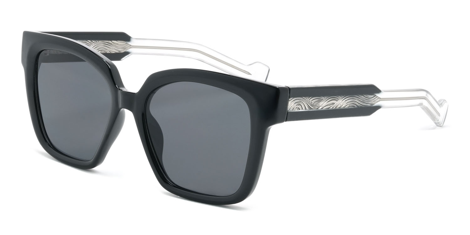 Schwarz Grau Nazik Brille - Square Sunglasses