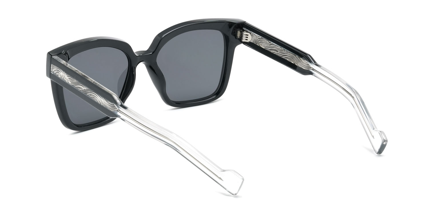 Schwarz Grau Nazik Brille - Square Sunglasses