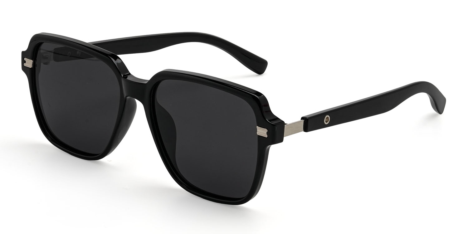 Negro Gris Vikram Gafas - Round Sunglasses