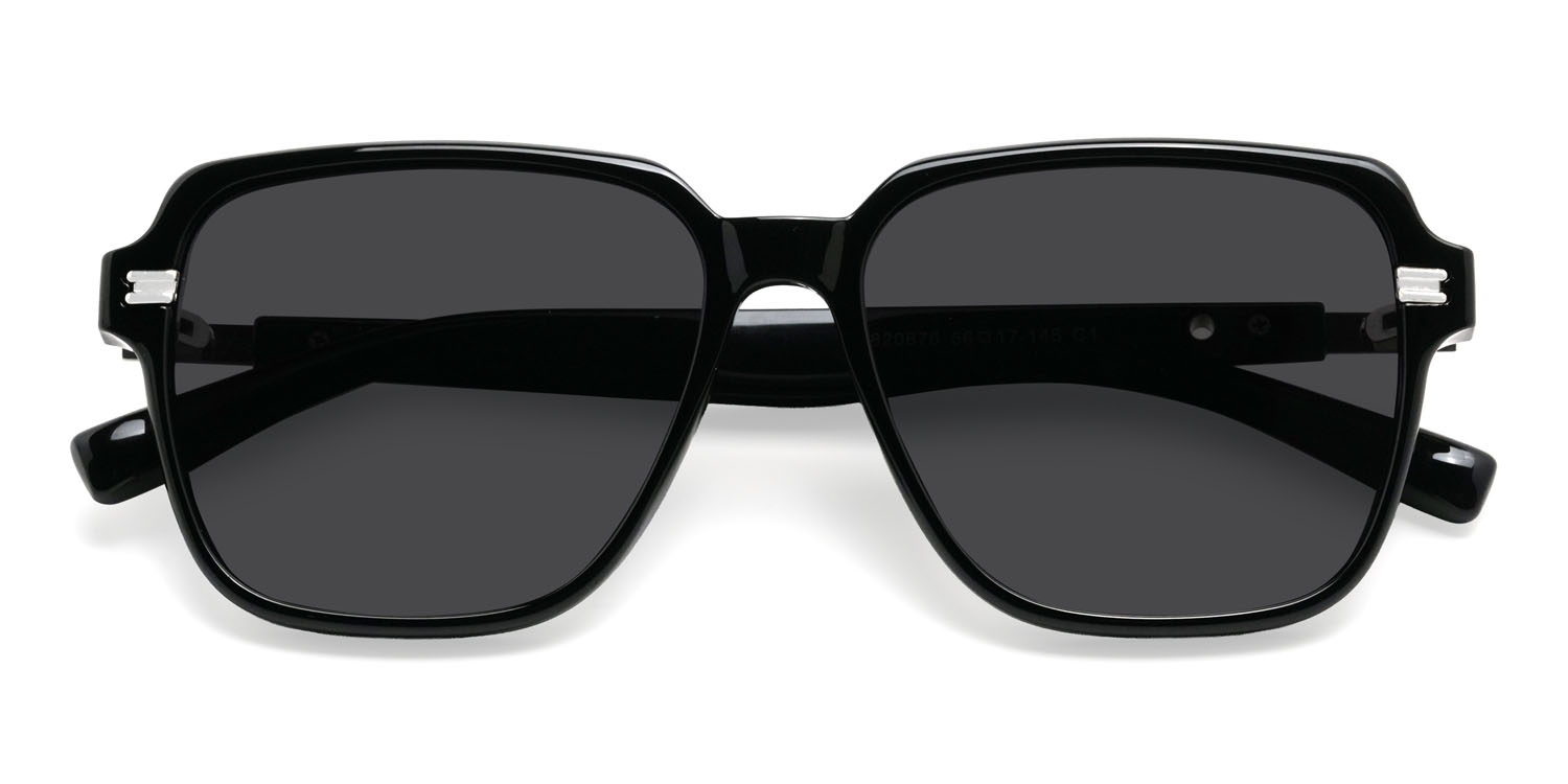 Negro Gris Vikram Gafas - Round Sunglasses