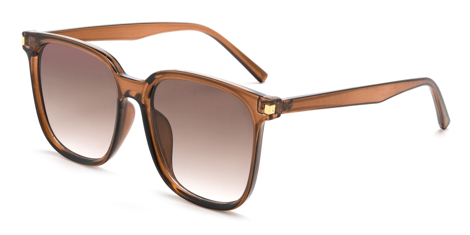 Marrón Marrón gradual Yaman Gafas - Square Sunglasses