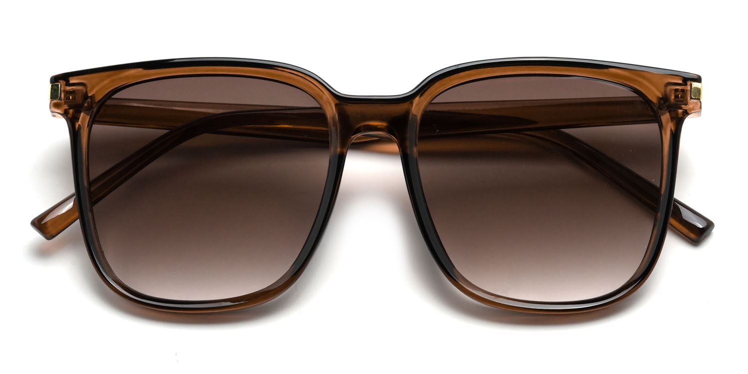 Marrón Marrón gradual Yaman Gafas - Square Sunglasses