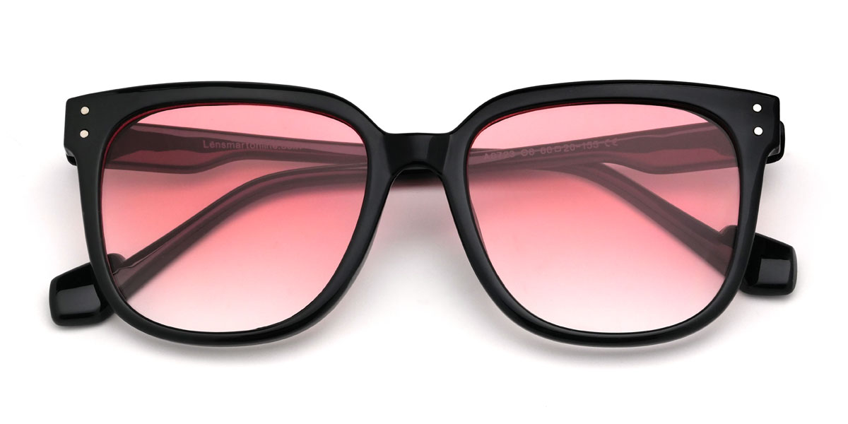 Negro Rojo Gradual Krue Gafas - Square Sunglasses