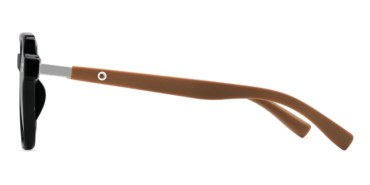 Negro Marrón Vikram Gafas - Round Sunglasses