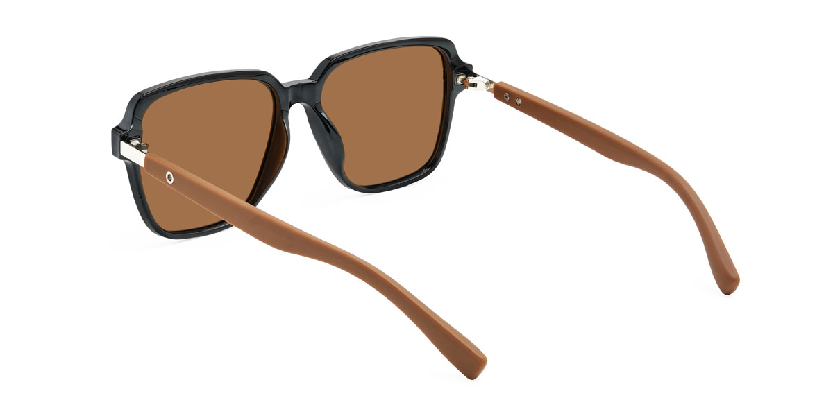 Negro Marrón Vikram Gafas - Round Sunglasses