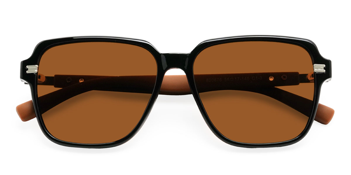 Negro Marrón Vikram Gafas - Round Sunglasses