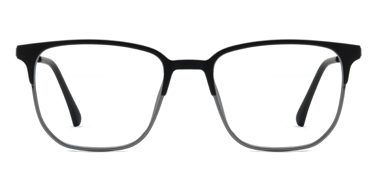 Black Grey Hanan Glasses - Rectangle Clip-On Sunglasses