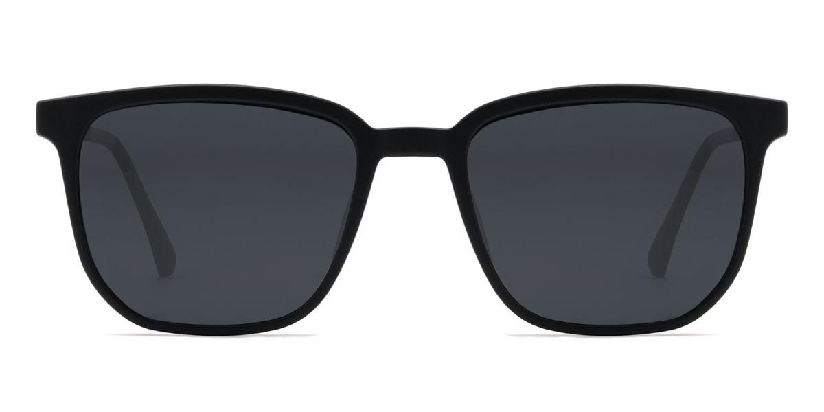 Black Grey Hanan Glasses - Rectangle Clip-On Sunglasses