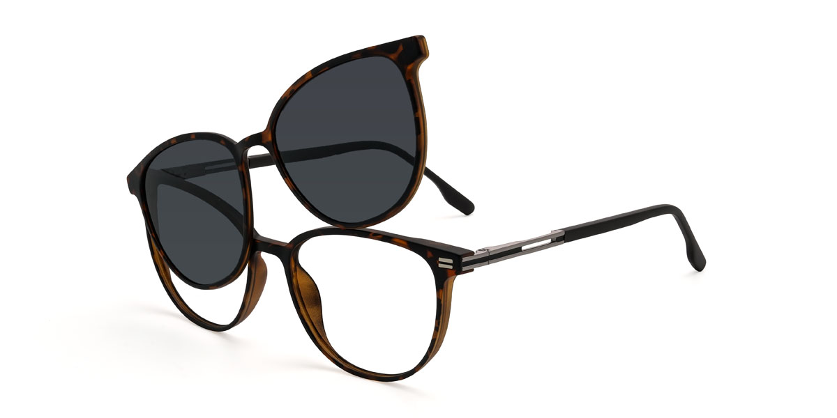 Écaille Antoine Lunettes - Oval Clip-On Sunglasses
