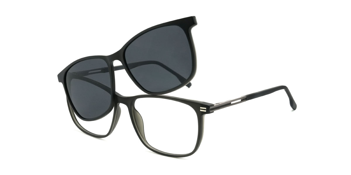 Noir Gris Hartley Lunettes - Round Clip-On Sunglasses
