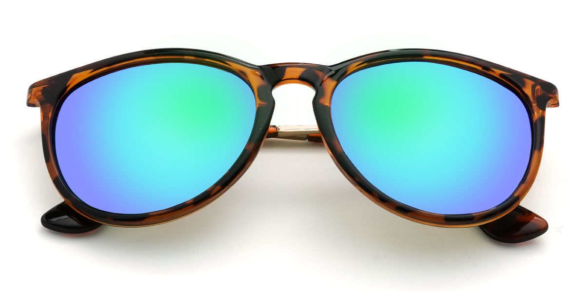 Schildpatt Blau Spiegel Mayra Brille - Oval Sunglasses