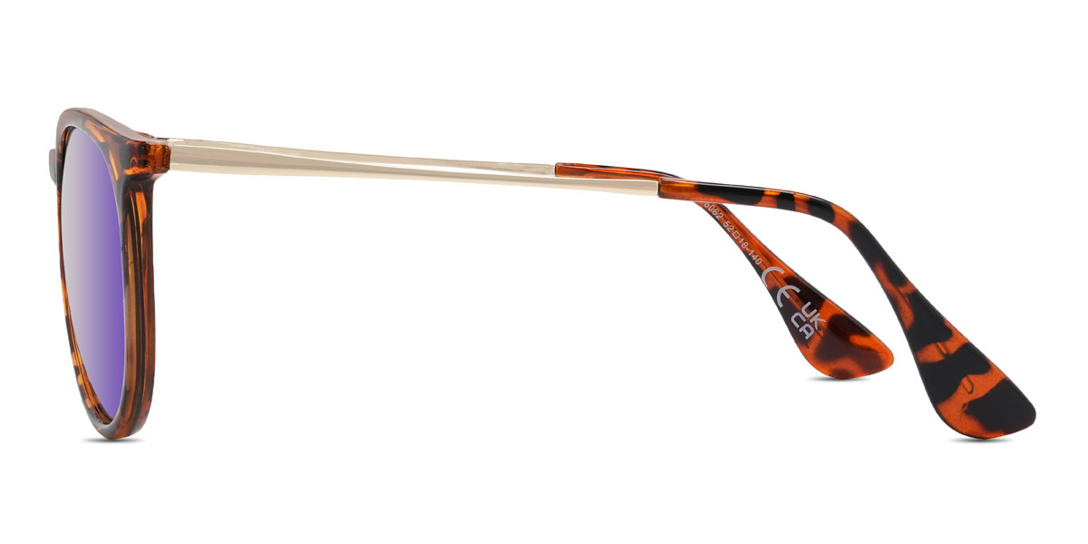 Schildpatt Blau Spiegel Mayra Brille - Oval Sunglasses