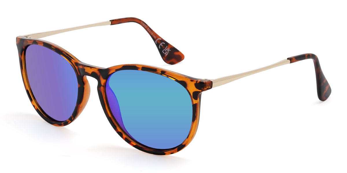 Schildpatt Blau Spiegel Mayra Brille - Oval Sunglasses
