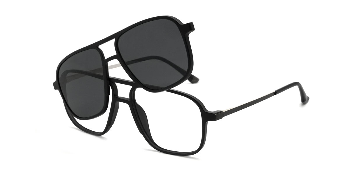 Schwarz Donnie Brille - Aviator Clip-On Sunglasses