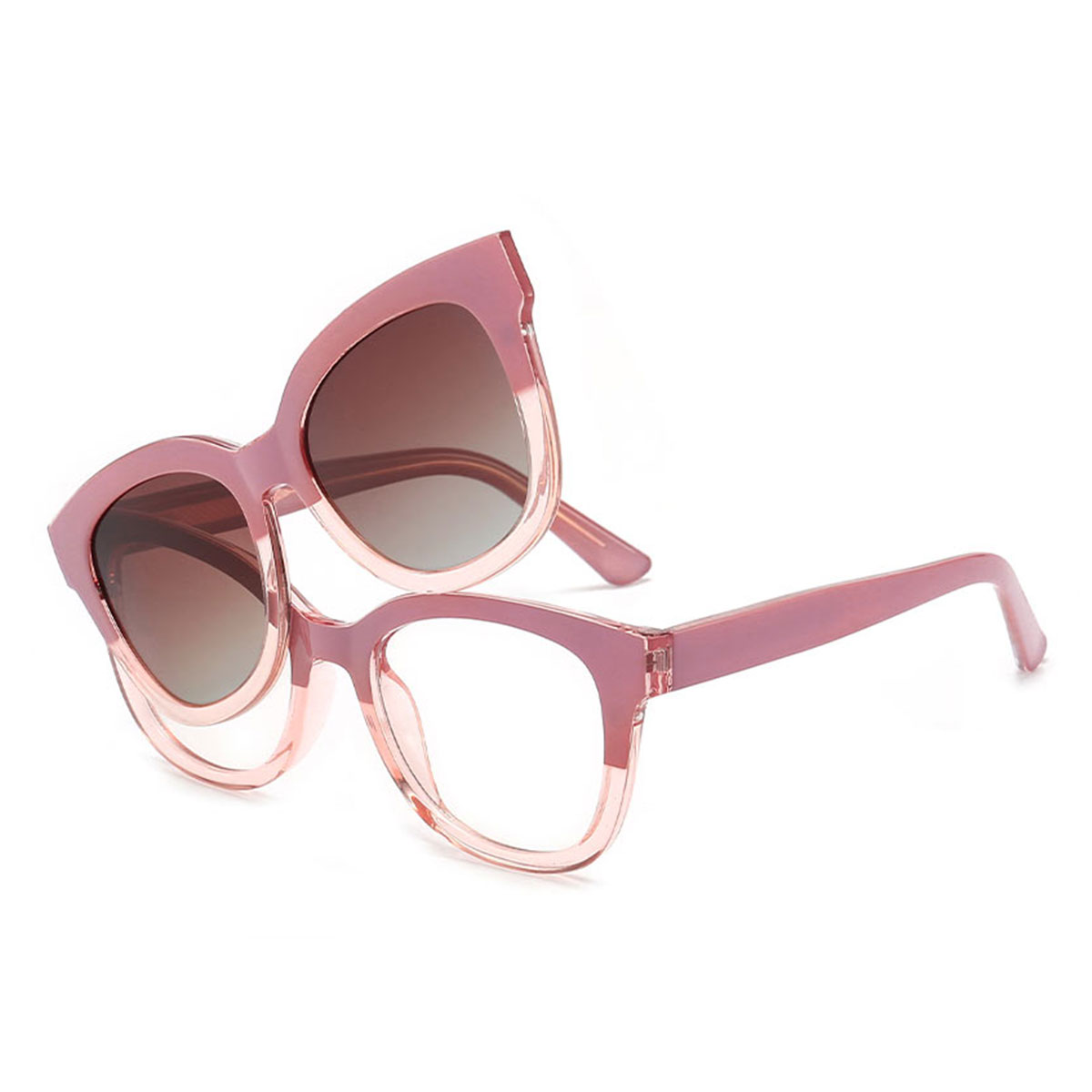 Lila Tawny Gradual Braun Kallen Brille - Square Clip-On Sunglasses