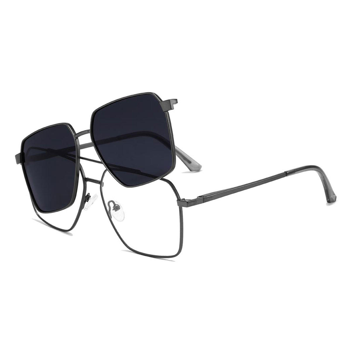 Negro Jimmy Gafas - Aviator Clip-On Sunglasses