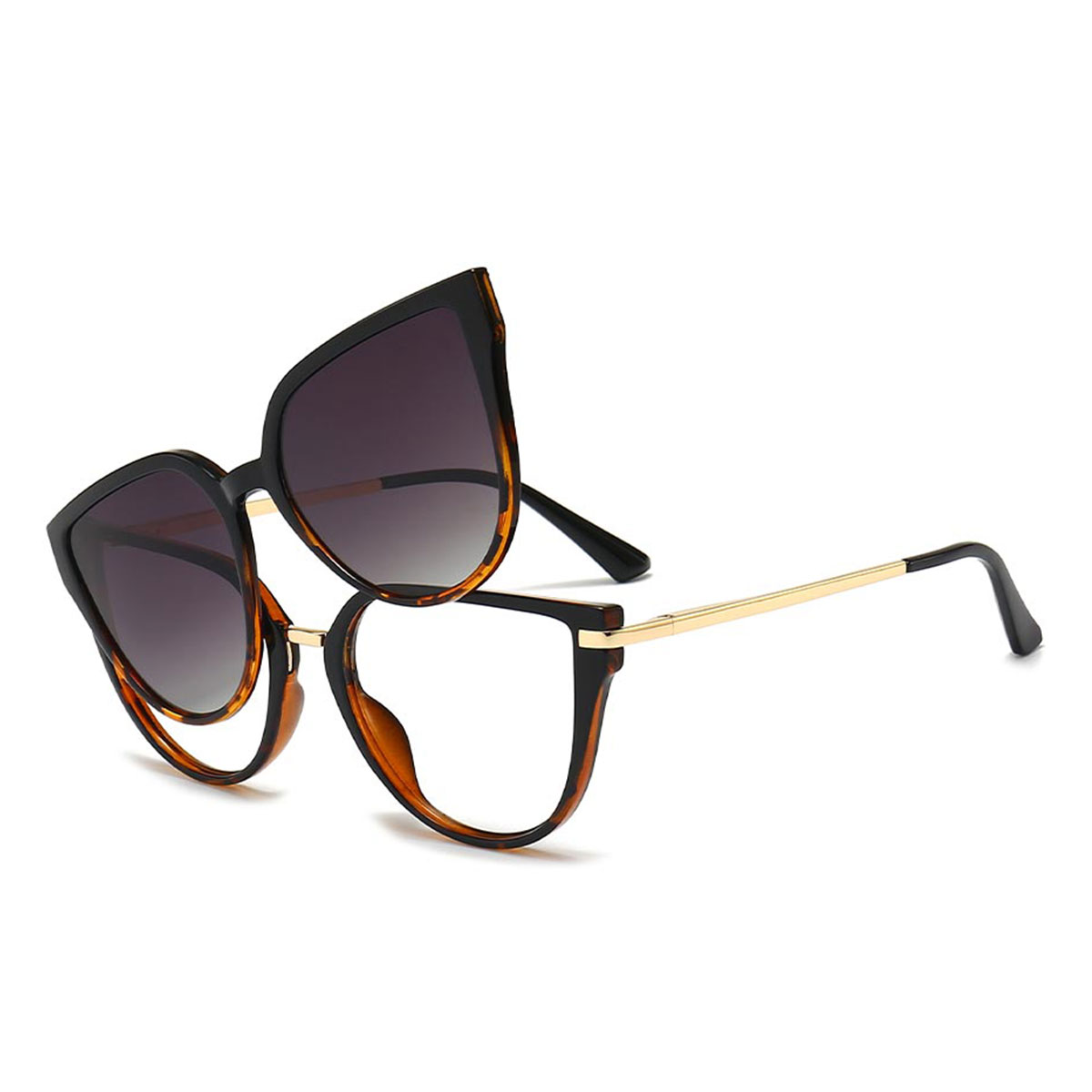 Black Tortoiseshell Willow Glasses - Cat Eye Clip-On Sunglasses