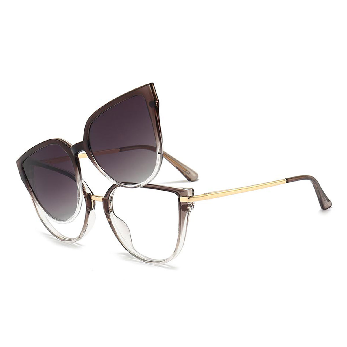Grau Klar Willow Brille - Cat Eye Clip-On Sunglasses