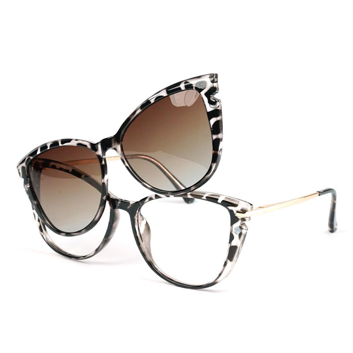 Szürke csíkos Joseph Szemüveg - Cat Eye Clip-On Sunglasses