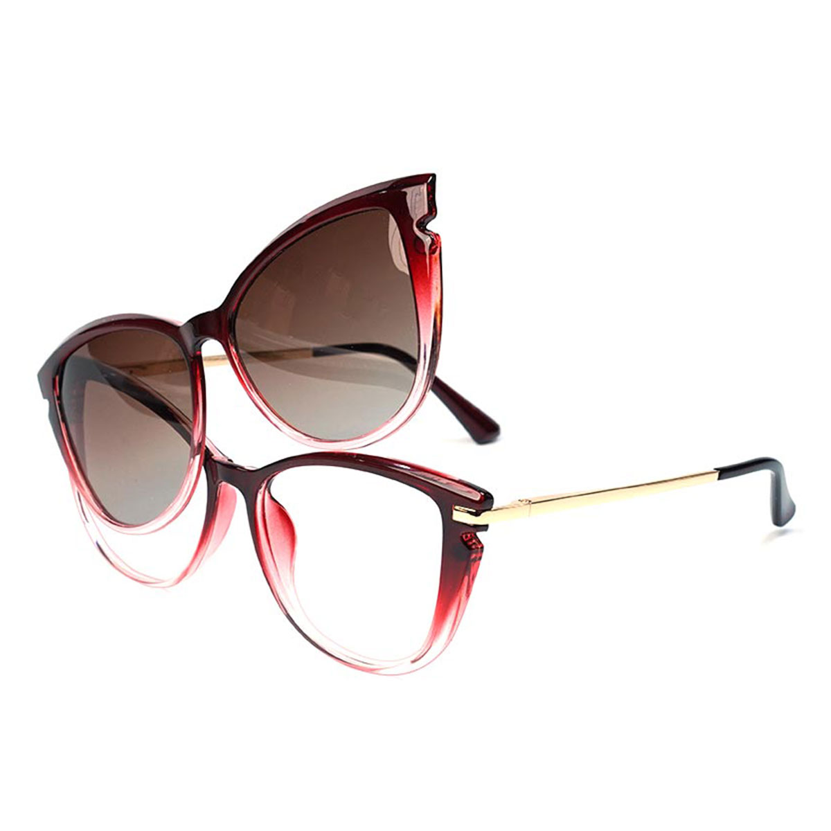 Színátmenet Piros Joseph Szemüveg - Cat Eye Clip-On Sunglasses