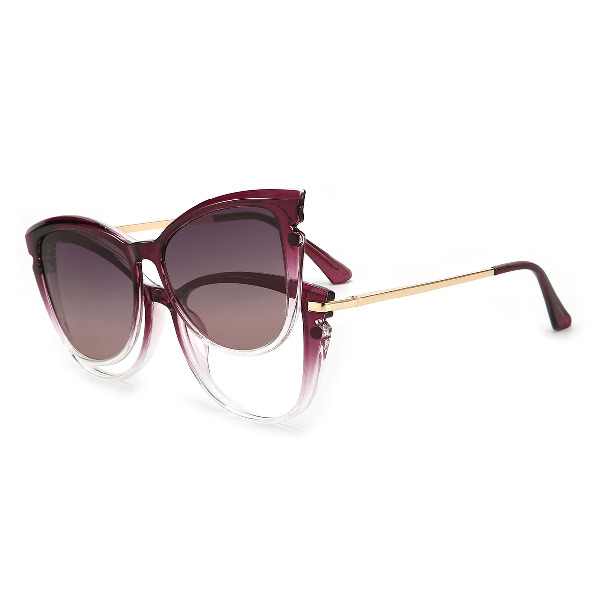 Farbverlauf Lila Joseph Brille - Cat Eye Clip-On Sunglasses