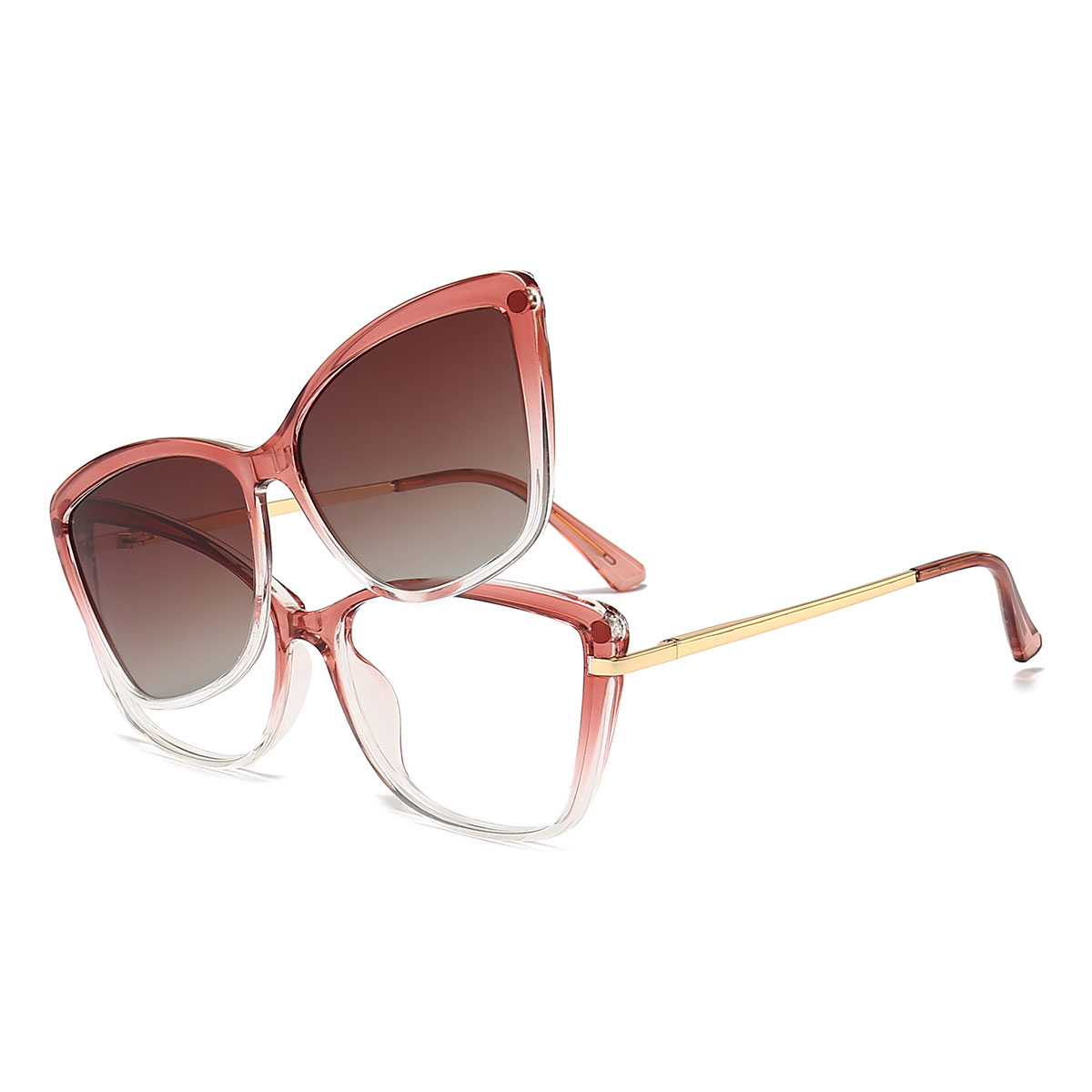 Színátmenet Piros Zoe Szemüveg - Cat Eye Clip-On Sunglasses
