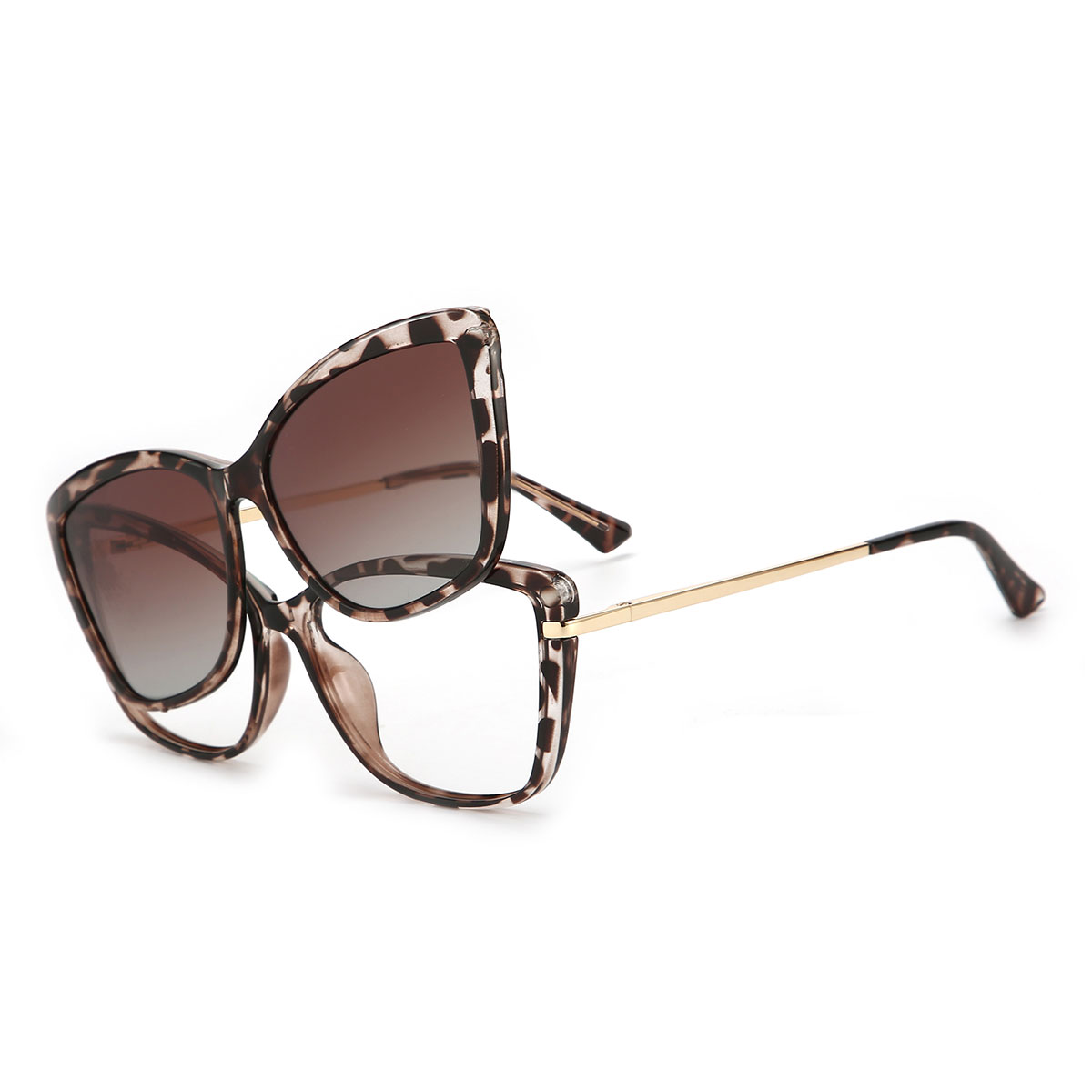 Marrón Carey Zoe Gafas - Cat Eye Clip-On Sunglasses