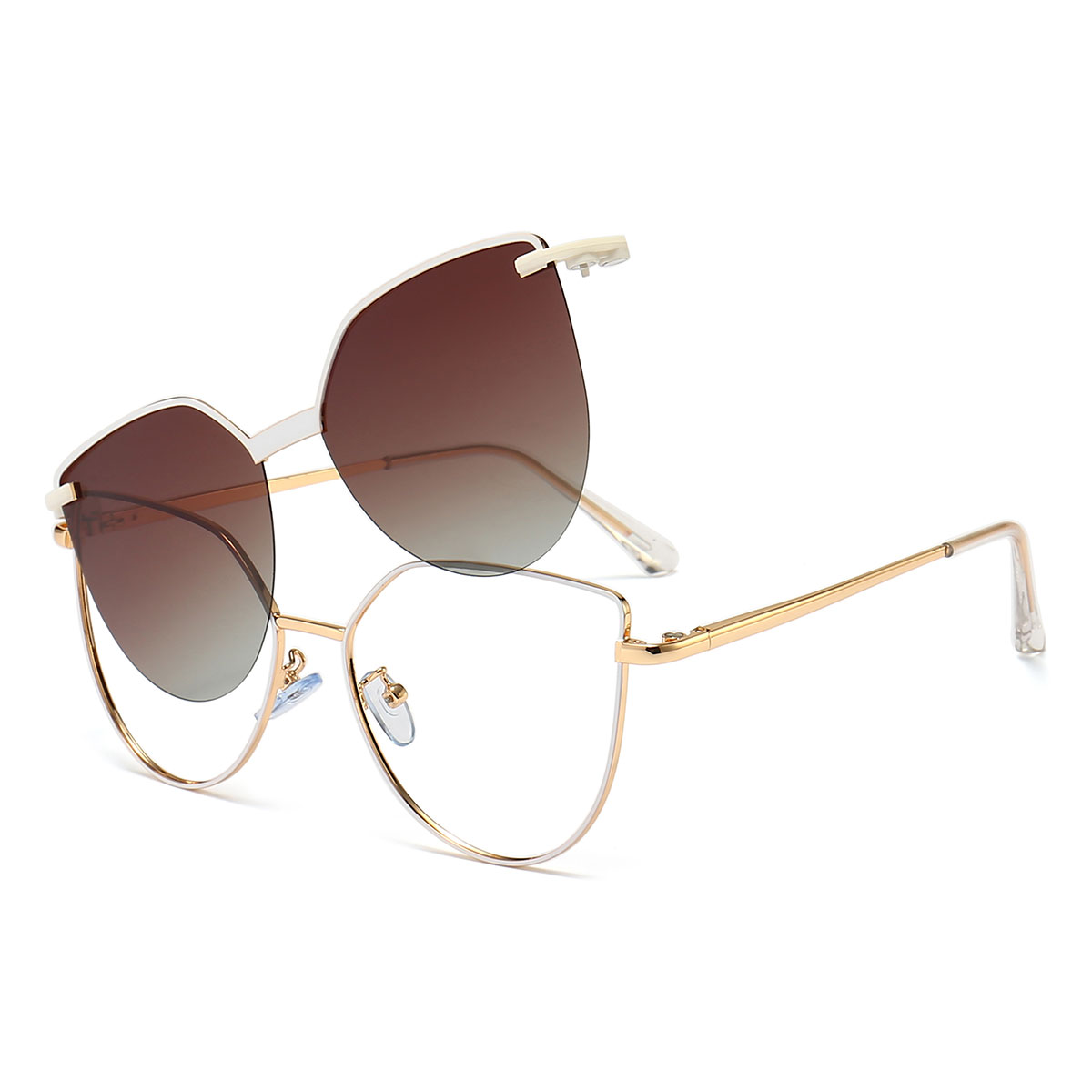 Blanco Aubrey Gafas - Cat Eye Clip-On Sunglasses