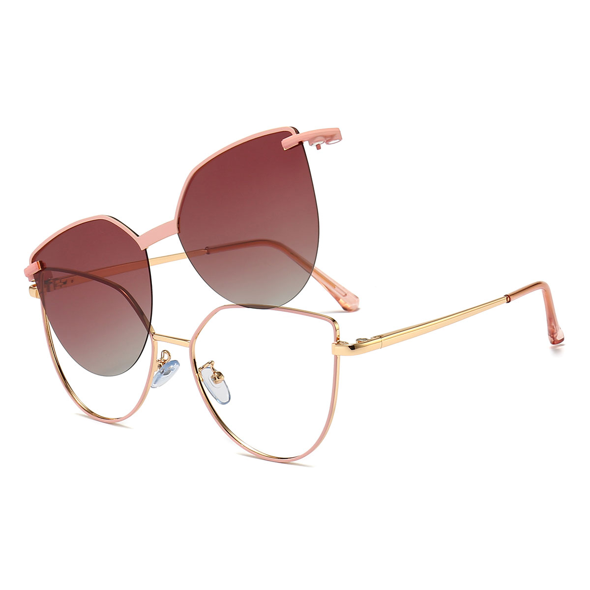 Rose Aubrey Lunettes - Cat Eye Clip-On Sunglasses