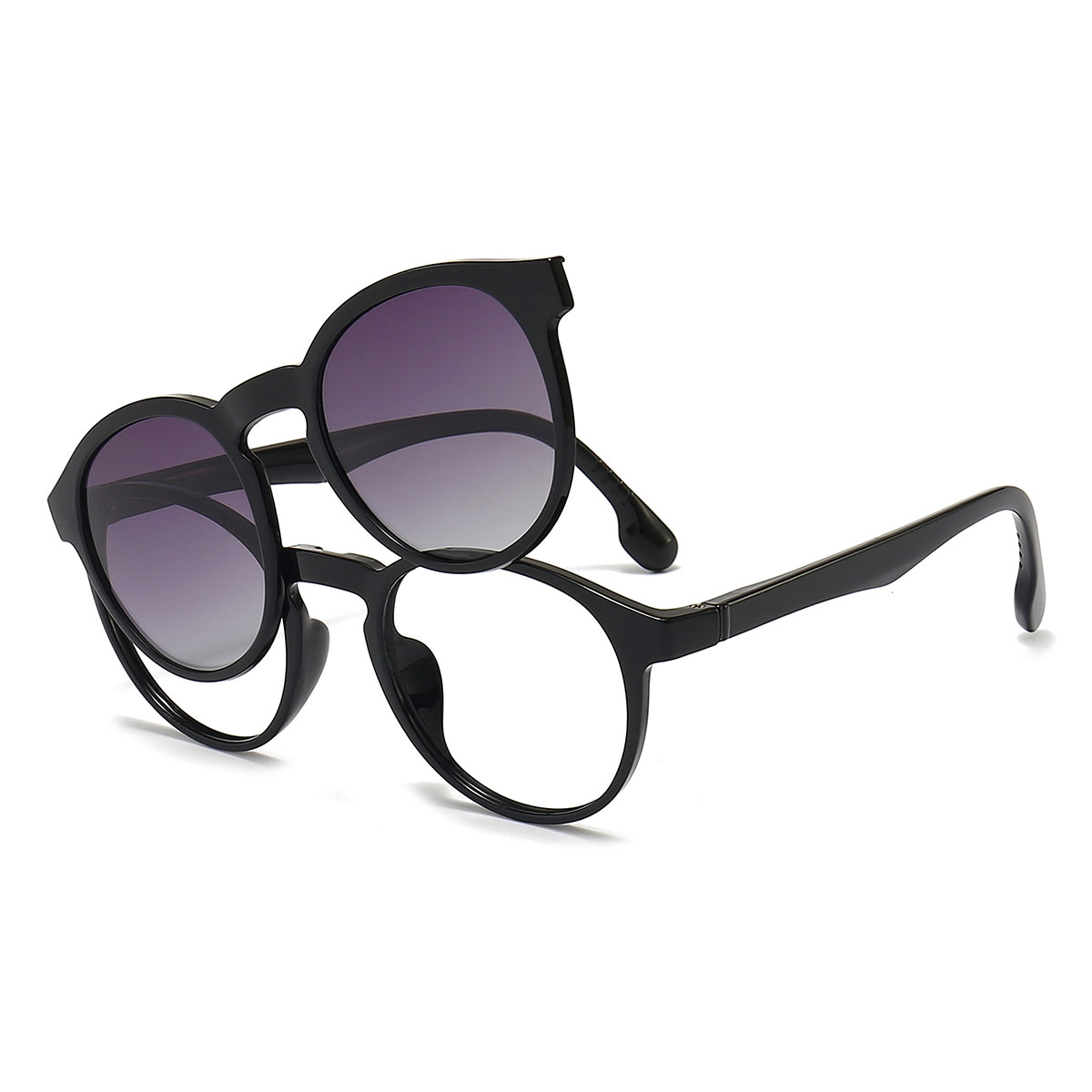 Negro Skylar Gafas - Oval Clip-On Sunglasses