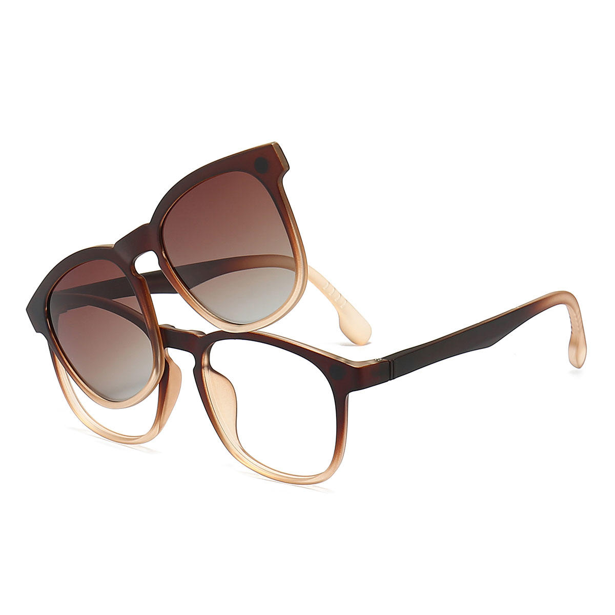 Farbverlauf Braun Thomas Brille - Oval Clip-On Sunglasses