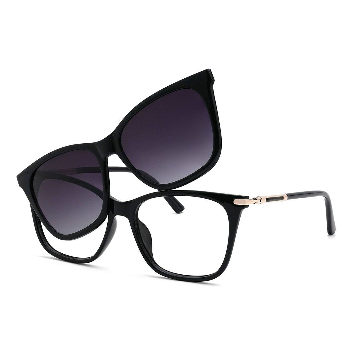 Fekete Gradual Purple Giovanny Szemüveg - Rectangle Clip-On Sunglasses