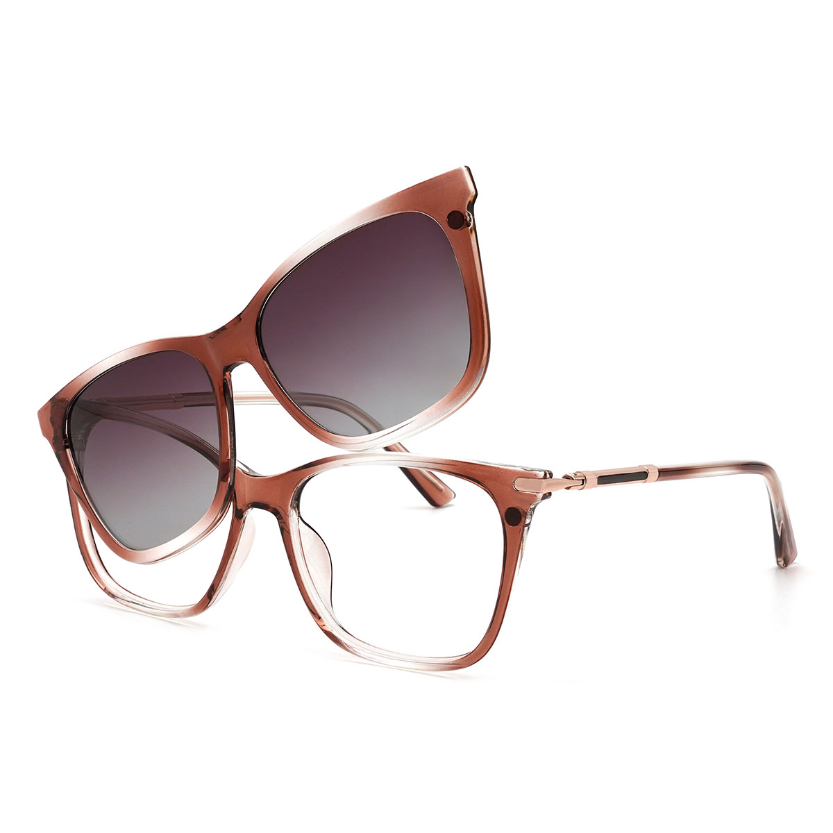 Allmählich Braun Allmählich Lila Giovanny Brille - Rectangle Clip-On Sunglasses
