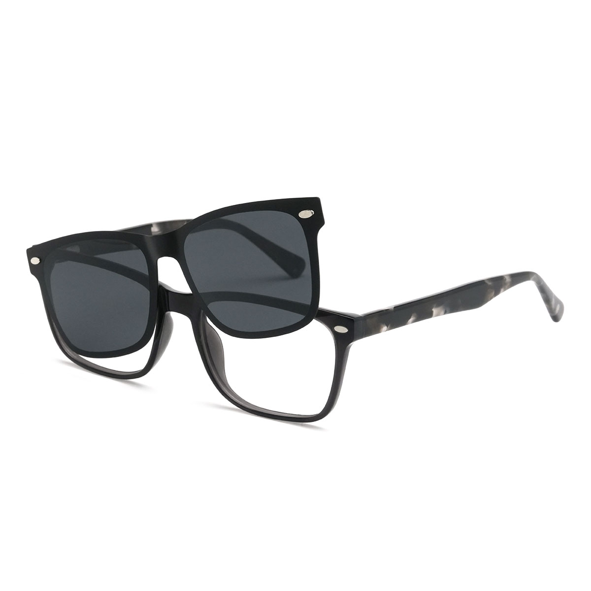 Grau Philo Brille - Rectangle Clip-On Sunglasses