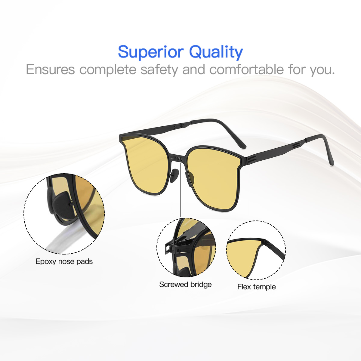 Fekete Sárga Xenia Szemüveg - Square Sunglasses