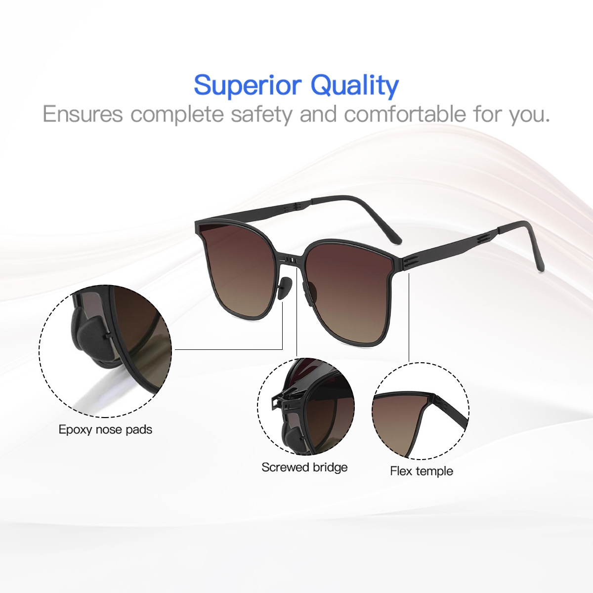 Schwarz Braun Xenia Brille - Square Sunglasses