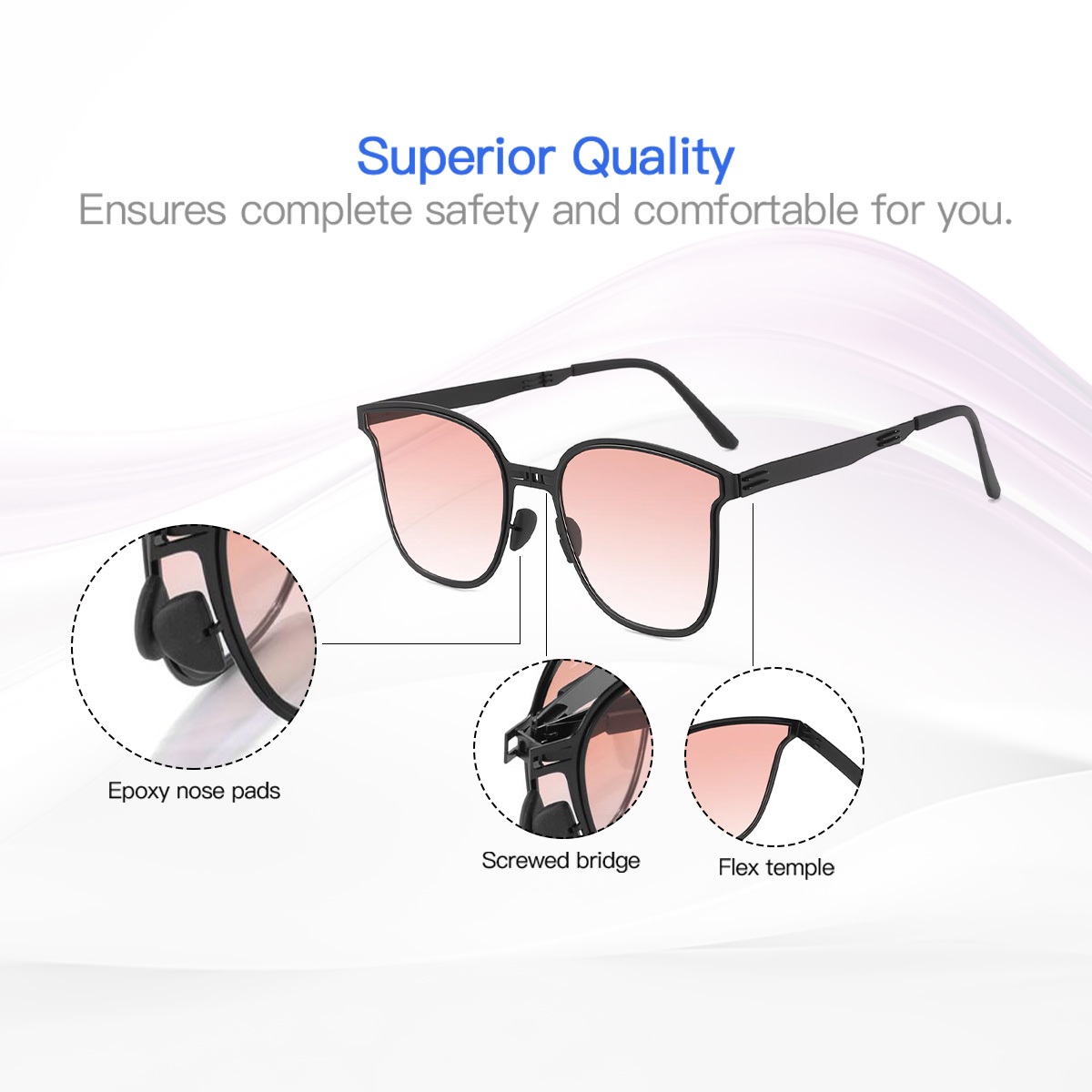 Negro Rojo Gradual Xenia Gafas - Square Sunglasses