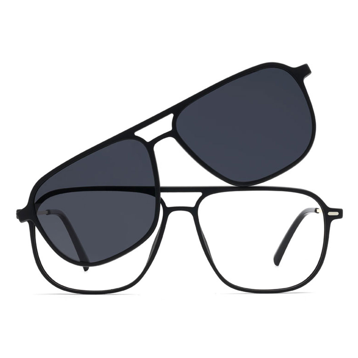 Negro Gris Camilo Gafas - Aviator Clip-On Sunglasses