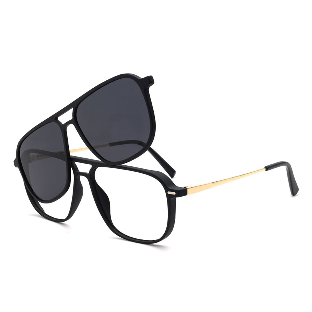 Negro Gris Camilo Gafas - Aviator Clip-On Sunglasses