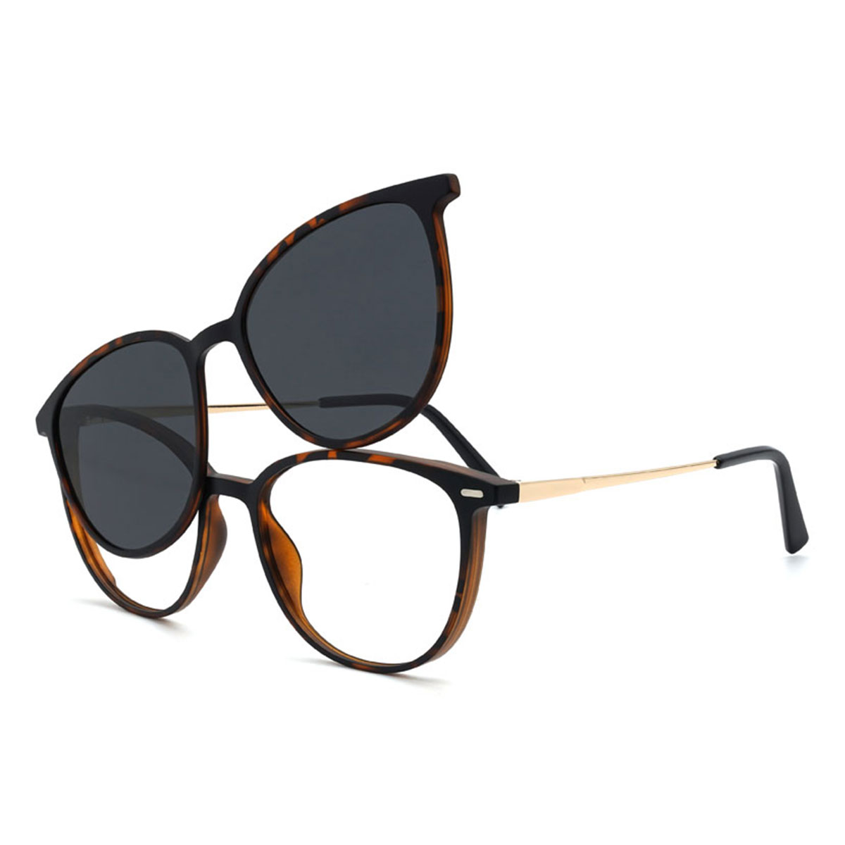 Carey Gris Marceline Gafas - Oval Clip-On Sunglasses