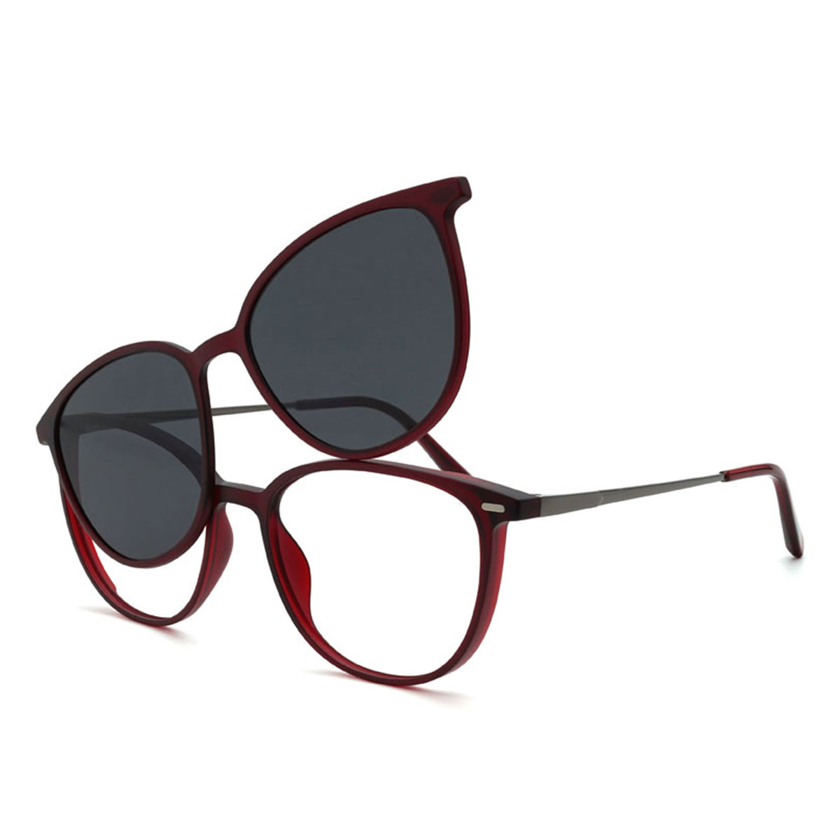 Vin Gris Marceline Lunettes - Oval Clip-On Sunglasses