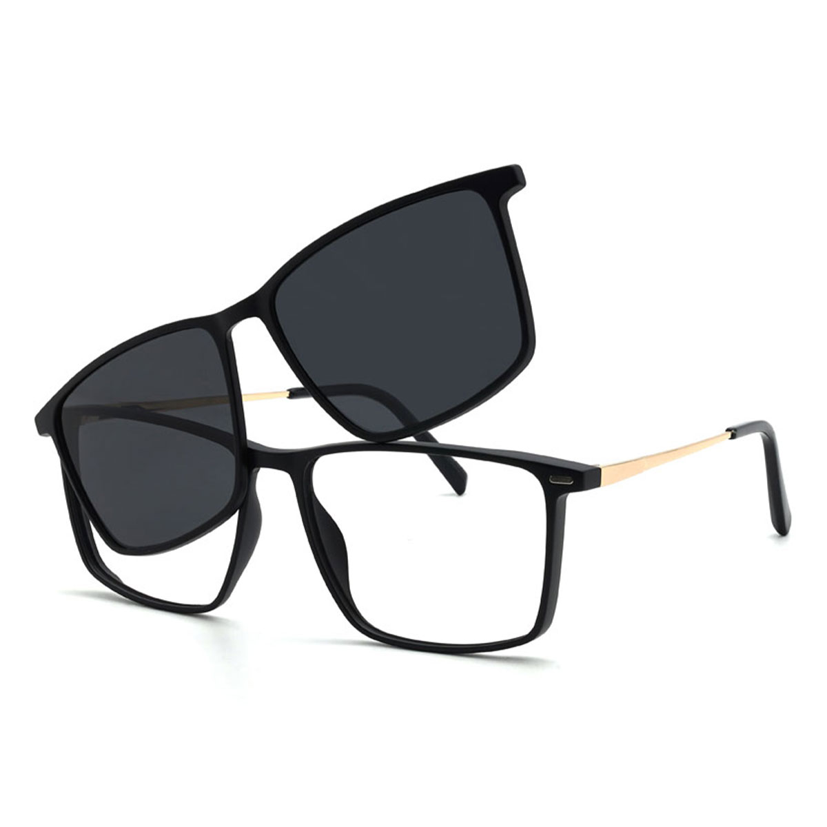 Fekete szürke Armando Szemüveg - Round Clip-On Sunglasses
