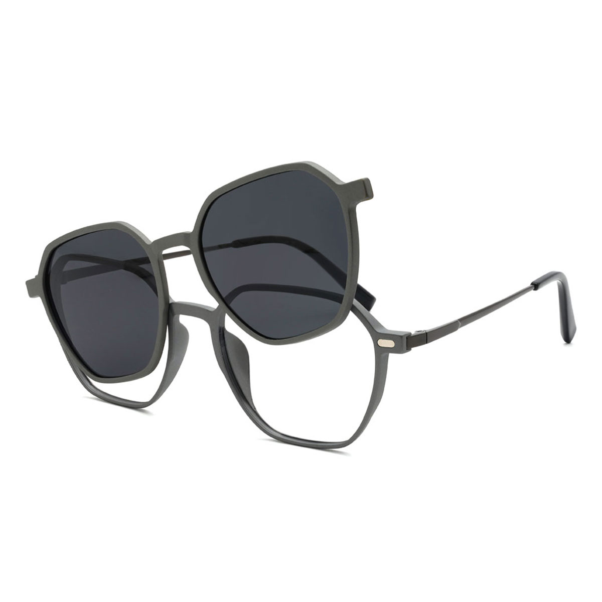Pistolet Gris Landry Lunettes - Rectangle Clip-On Sunglasses