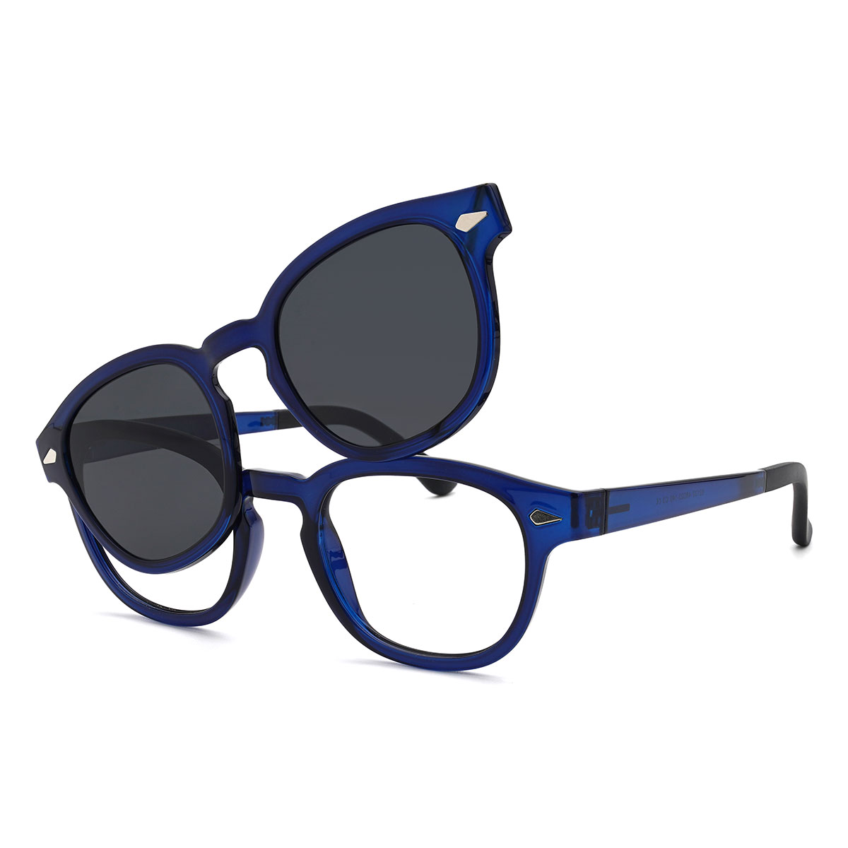 Azul Gris Meilani Gafas - Oval Clip-On Sunglasses