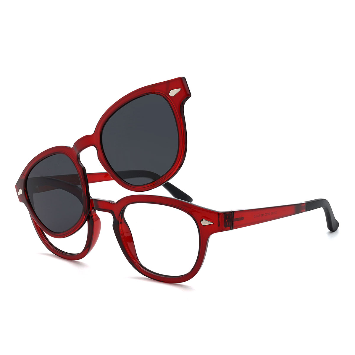 Rojo Gris Meilani Gafas - Oval Clip-On Sunglasses