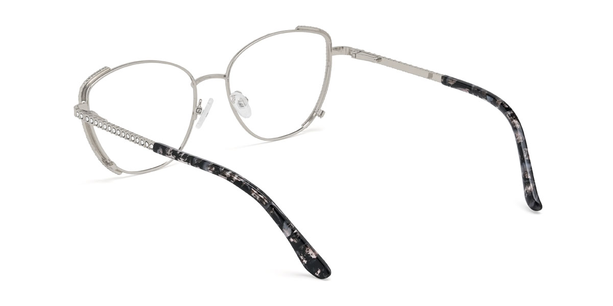 Schwarz Silber Eleanora Brille - Cat Eye Glasses