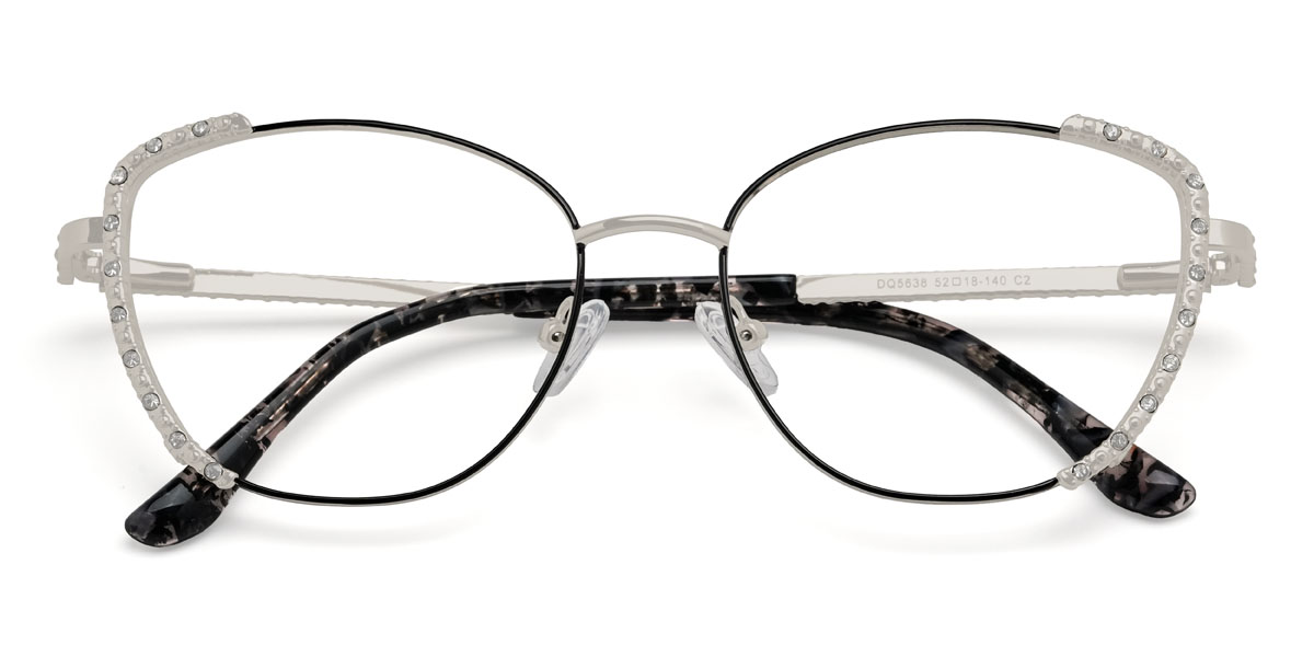 Schwarz Silber Eleanora Brille - Cat Eye Glasses