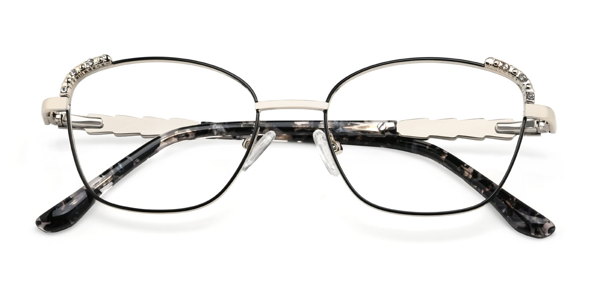 Fekete ezüst Maryjane Szemüveg - Cat Eye Glasses